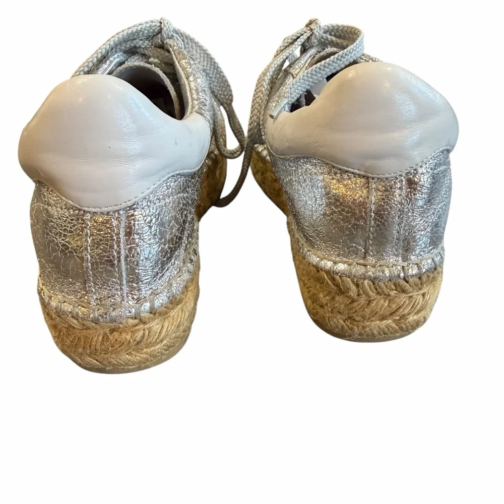 Steve Madden Metallic Silver Star Platform Espadrille Sneakers – Size 8.5‎